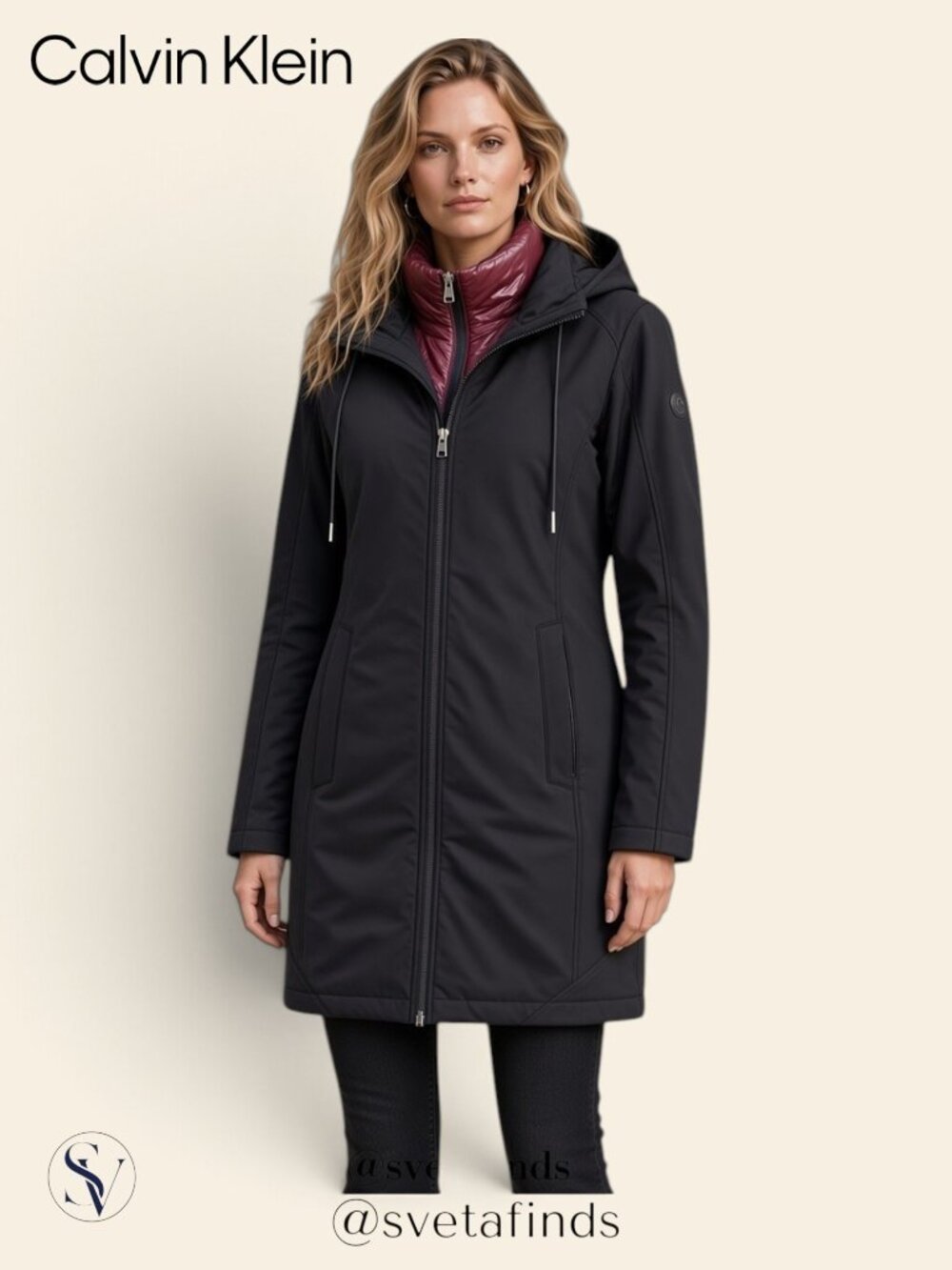 Calvin Klein 3-in-1 Water Resistant Softshell & Down Puffer Parka Jacket Size XS